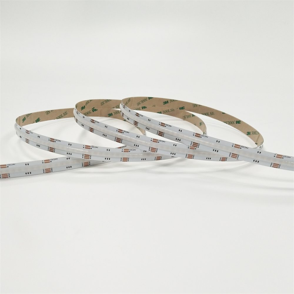 Unlit RGBW COB LED strip arranged in loose loops